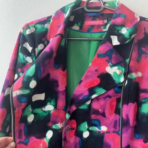 Issac Mizrahi Women’s Floral Moto Style Short Jacket Size 6 (Small) - Picture 7 of 8